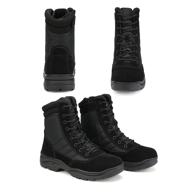 Men's Military Tactical Combat Boots - BLACK SUEDE - 4